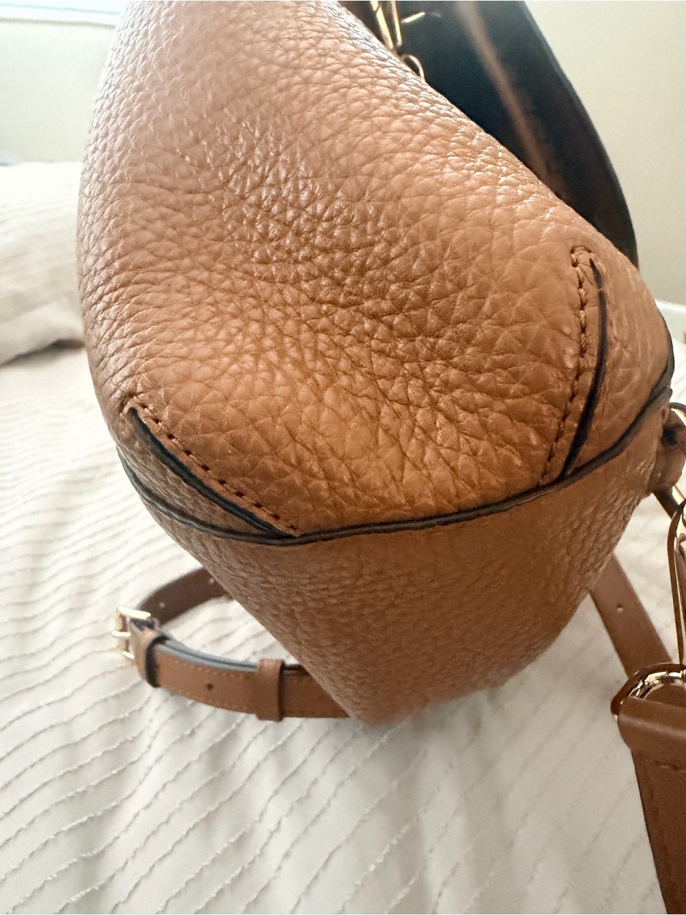 Michael Kors Chestnut Pebbled Leather Drawstring Backpack - Picture 5 of 9